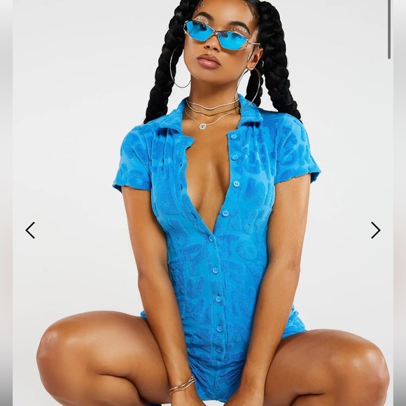 Jaded london blue towel play suit (US 2) - Picture 1 of 4